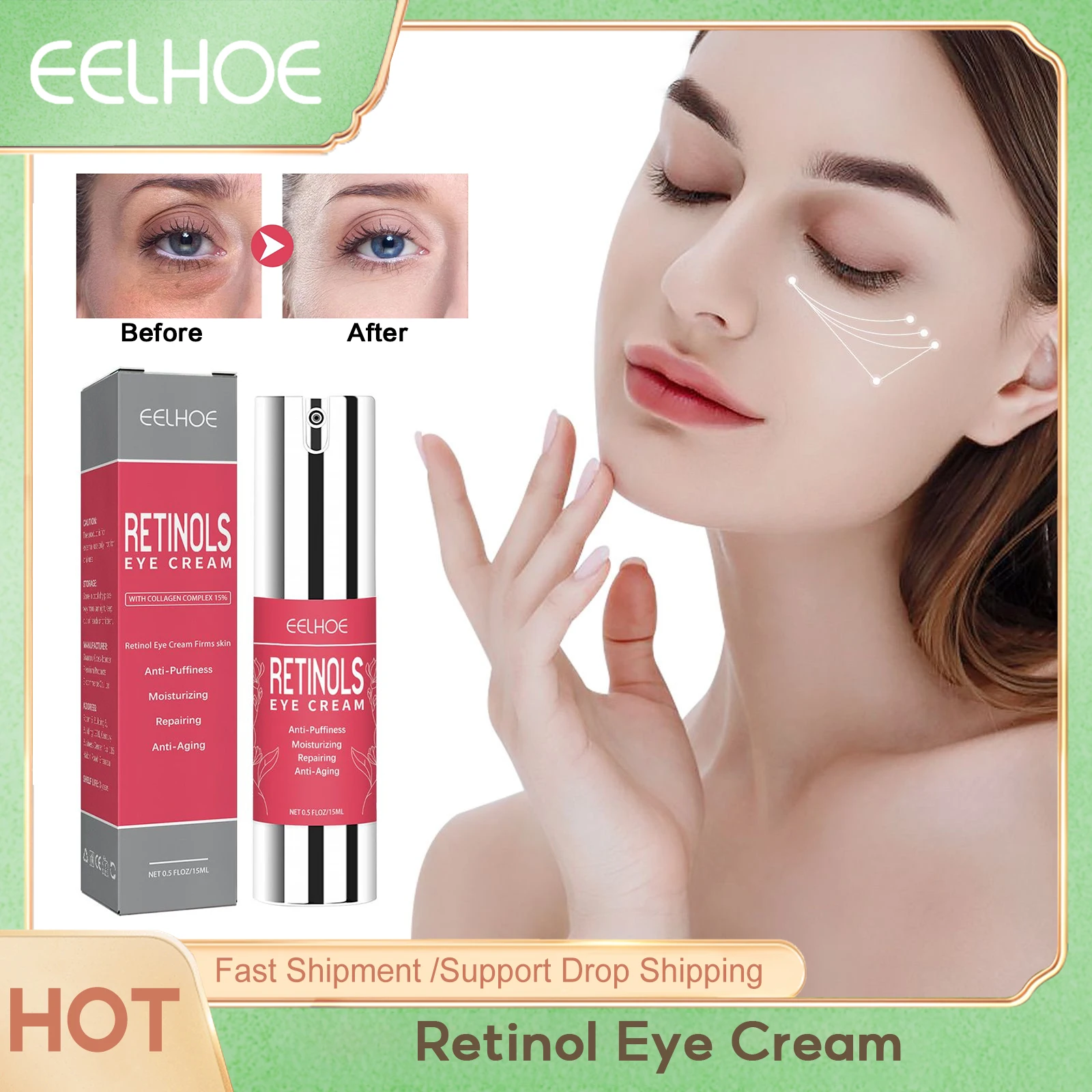 EELHOE Retinol Eye Cream Fade Fine Lines Remove Dark Circles Eye Bags Anti Puffiness Lifting Firming Skin Anti Wrinkle Eye Cream
EELHOE Retinol Eye Cream Fade Fine Lines Remove Dark Circles Eye Bags Anti Puffiness Lifting Firming Skin Anti Wrinkle Eye Cream