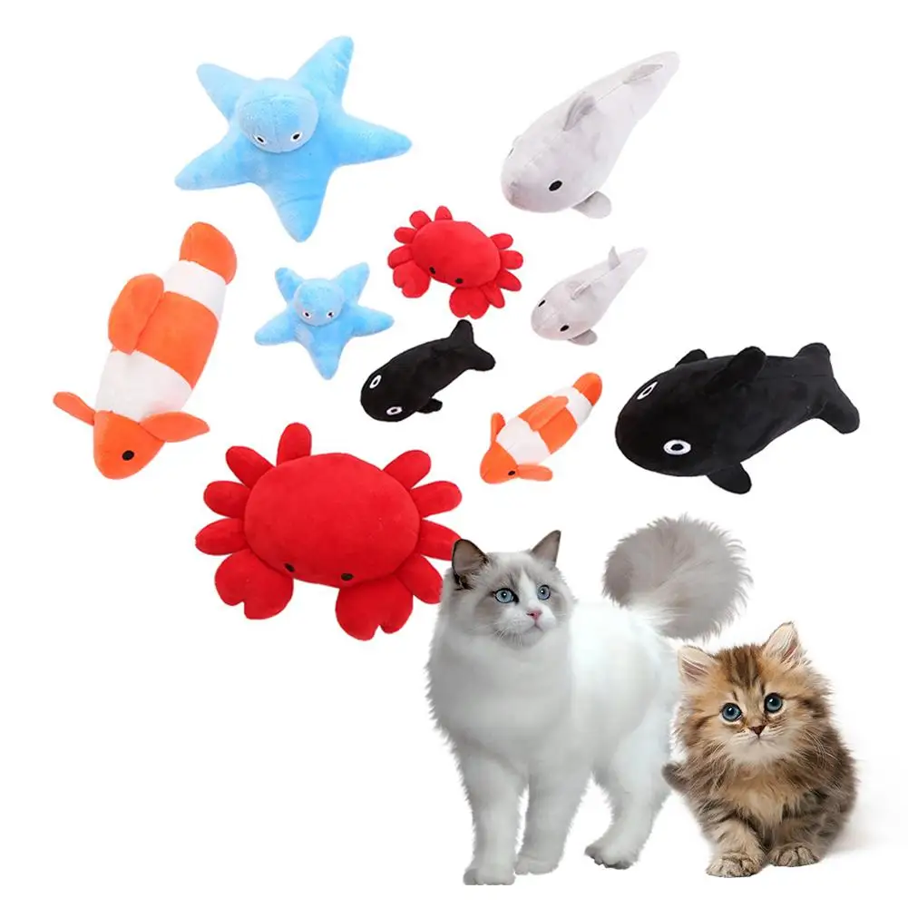 

Cat Plush Toy Cartoon Marine Animal Bite-resistant Catnip Toys Chew Toy Pet Supplies For Indoor Cats