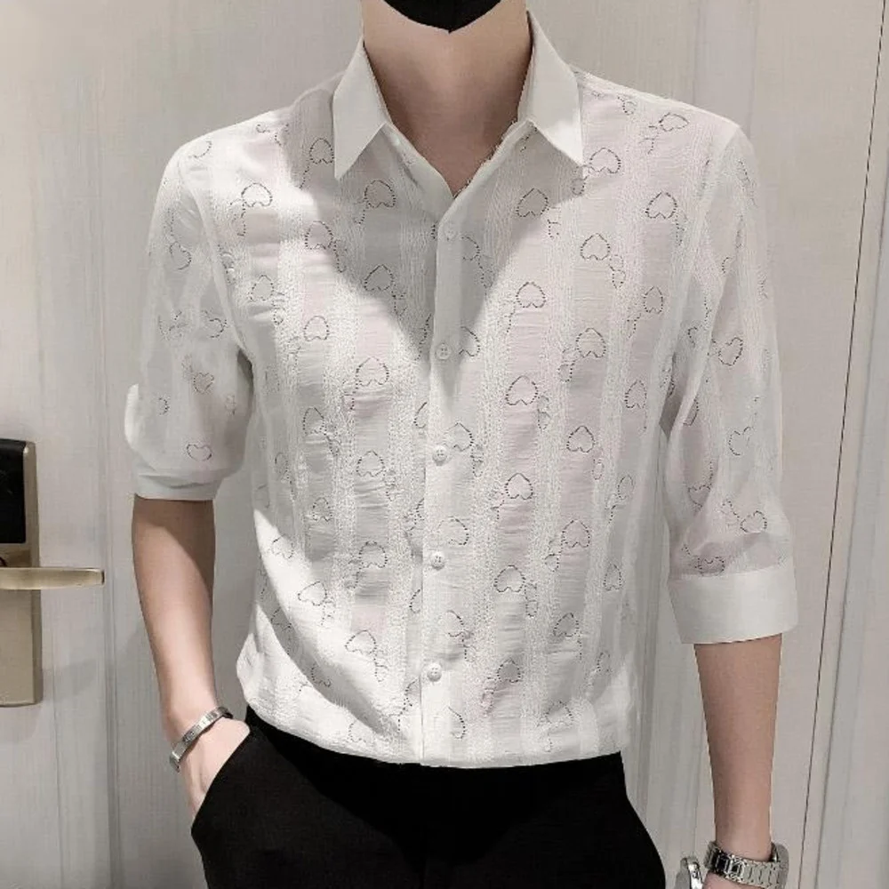 Pattern Heart Casual Half Sleeve Shirt Male Streetwear Retro Sexy Dress Black Shirt White Stage Men Clothing Camiseta Masculina
Pattern Heart Casual Half Sleeve Shirt Male Streetwear Retro Sexy Dress Black Shirt White Stage Men Clothing Camiseta Masculina