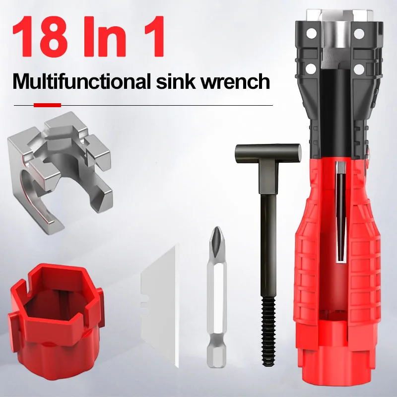 Universal 18 In 1 Faucet Wrench Multi Double Head Sink Installer Flume Wrench Plumbing Socket Repair Tool Tools Set Professional
Universal 18 In 1 Faucet Wrench Multi Double Head Sink Installer Flume Wrench Plumbing Socket Repair Tool Tools Set Professional