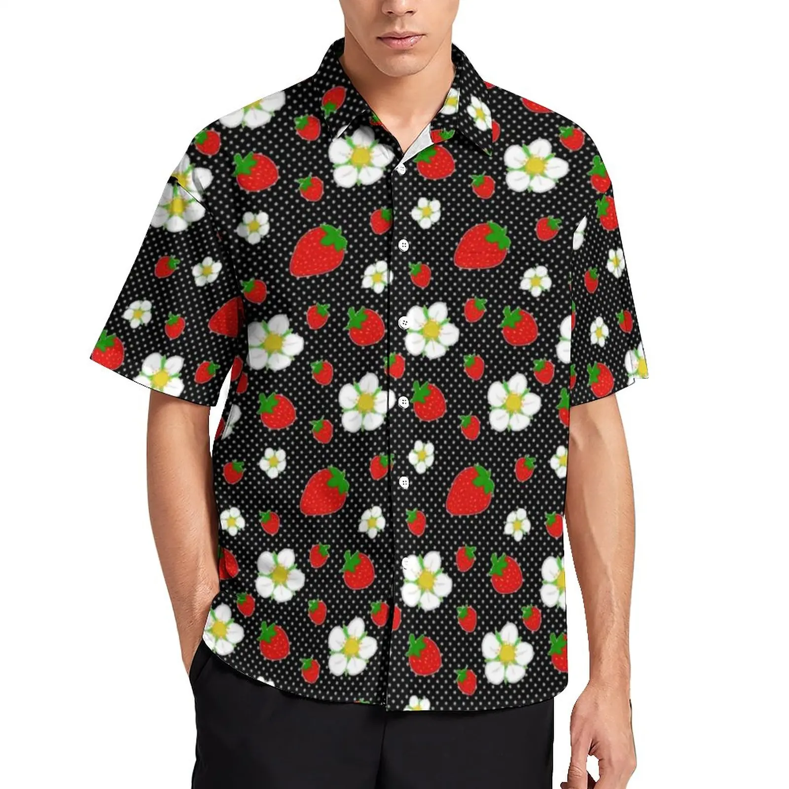 Cute Fruit Flower Beach Shirt Red Strawberry Dots Print Hawaiian Casual Shirts Men Streetwear Blouses Short Sleeve Tops 3XL 4XL
Cute Fruit Flower Beach Shirt Red Strawberry Dots Print Hawaiian Casual Shirts Men Streetwear Blouses Short Sleeve Tops 3XL 4XL