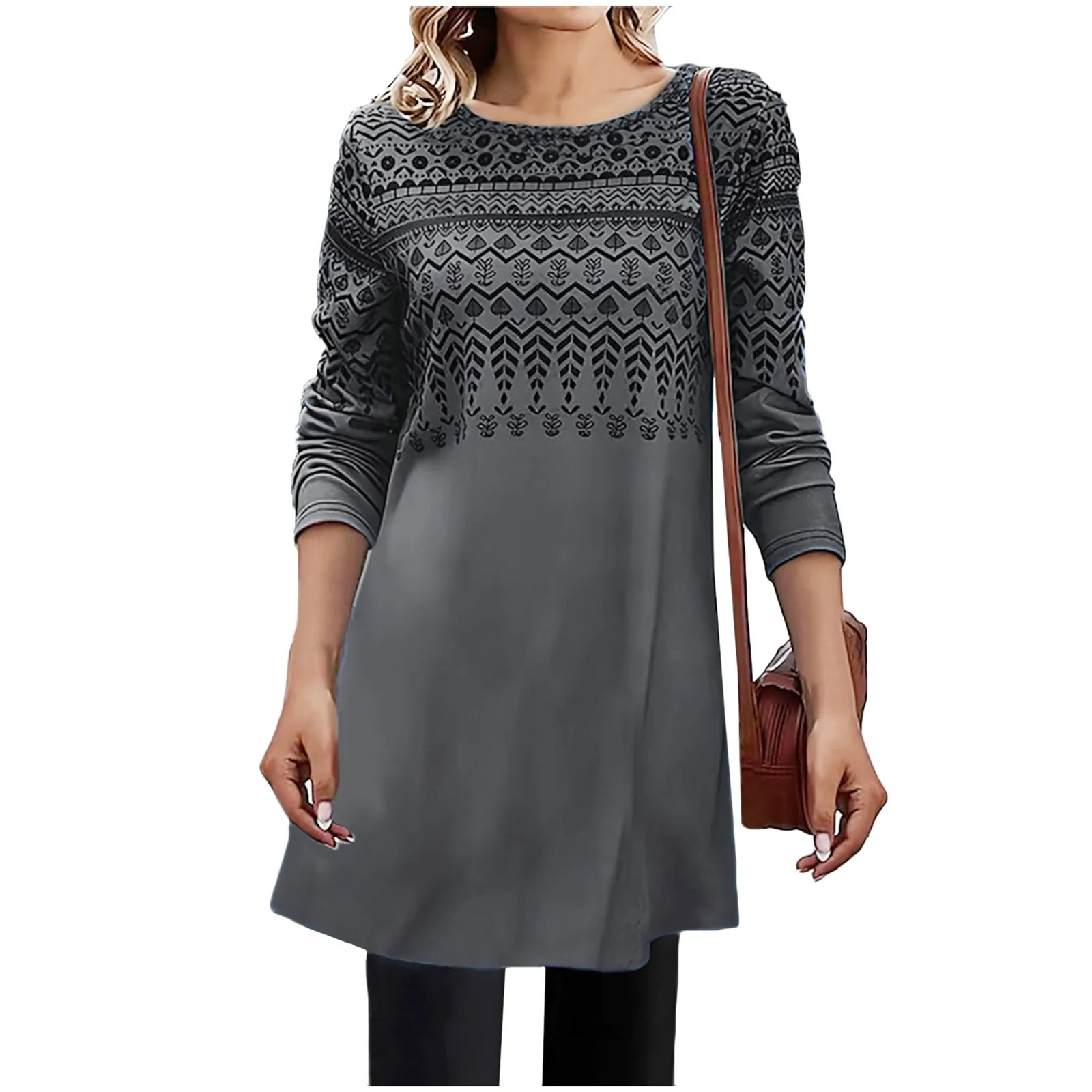 Женская модная футболка средней длины, топы с круглым вырезом и принтом, повседневные топы с длинным рукавом, удобные мягкие универсальные топы, рубашки 
Женская модная футболка средней длины, топы с круглым вырезом и принтом, повседневные топы с длинным рукавом, удобные мягкие универсальные топы, рубашки