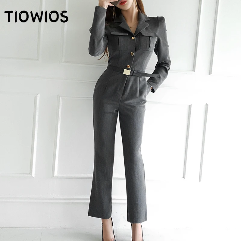 TIOWIOS 2022 Spring New Korean Version Temperament Slim Suit Collar Single-row Buckle Waist Professional Fashion Jumpsuit
TIOWIOS 2022 Spring New Korean Version Temperament Slim Suit Collar Single-row Buckle Waist Professional Fashion Jumpsuit