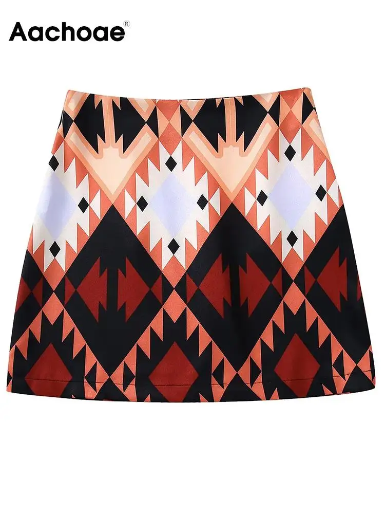 

Aachoae Women Fashion Argyle Printed Mini Skirts Casual High Waist Back Zipper Fly Skirt Ladies Summer Slim Skirt Mujer Faldas