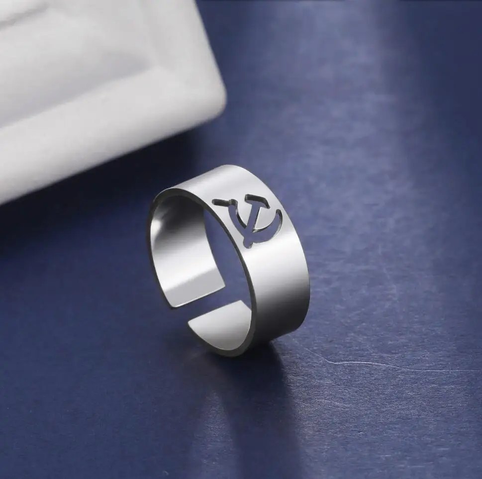 1PC Symbol Hammer and Sickle Ring Stainless Steel Wide Open Rings for Women Vintage Jewelry New Party Gift F1238 
1PC Symbol Hammer and Sickle Ring Stainless Steel Wide Open Rings for Women Vintage Jewelry New Party Gift F1238