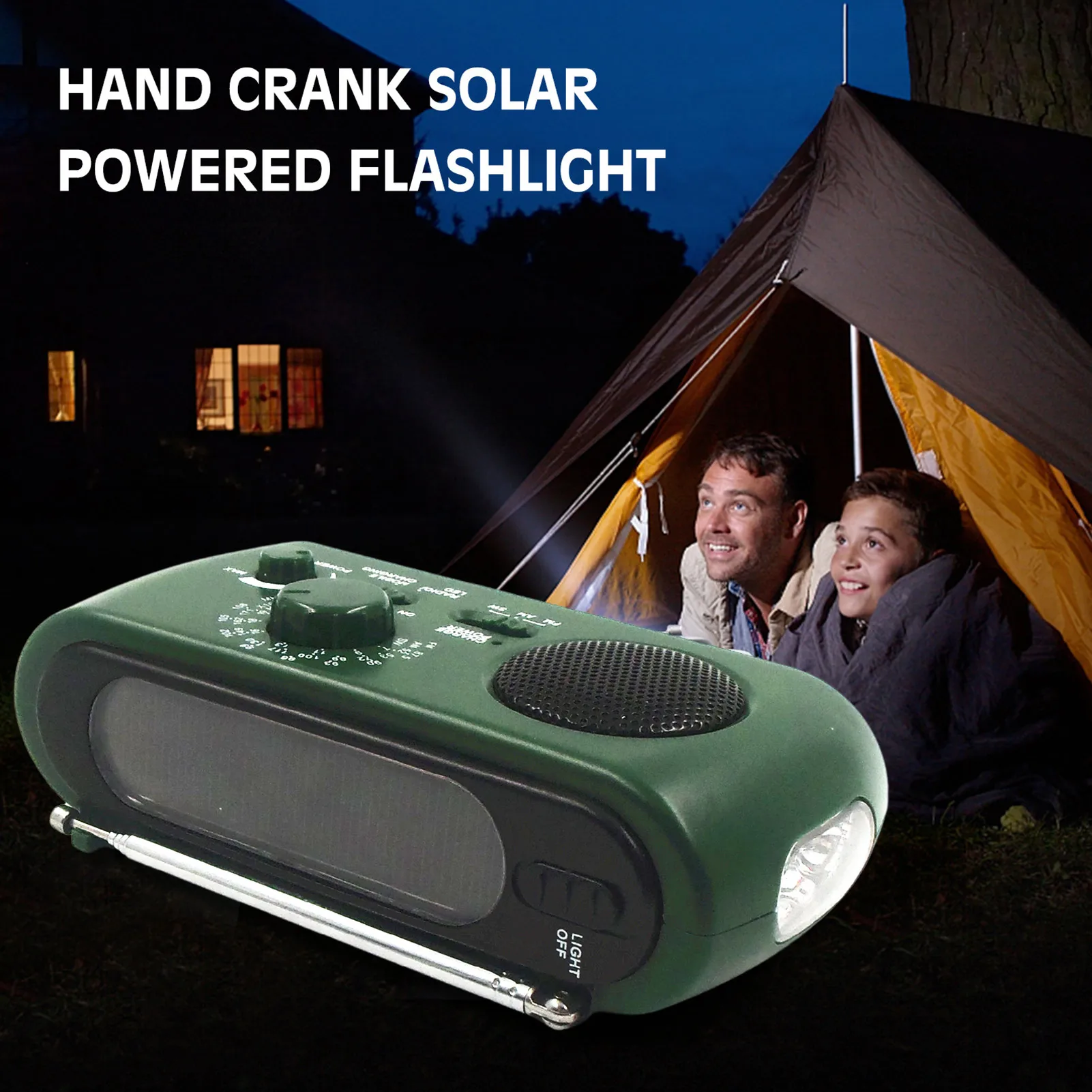 

Portable AM/FM Solar Powered Radio Emergency Hand-crank Radio With LED Flashlights Convenient To Use Outdoor Emergency Radio