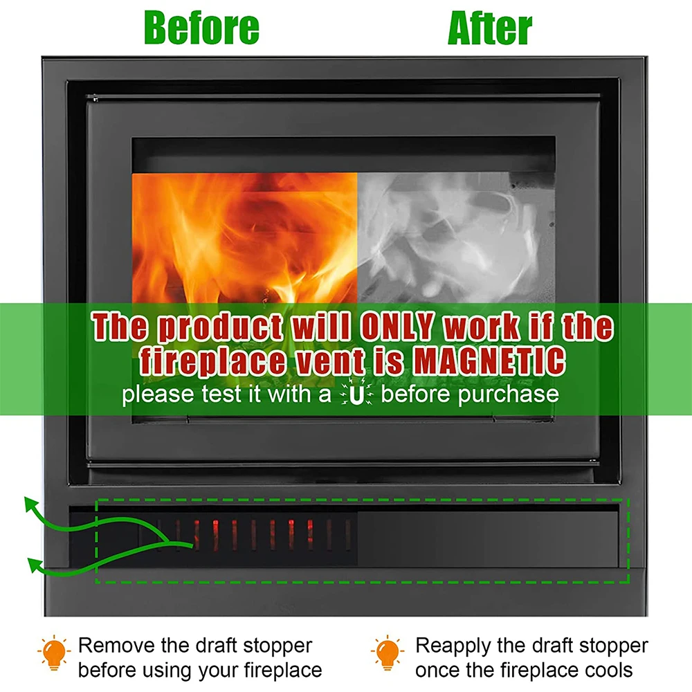 Magnetic fireplace cover fender - can block cold air exhaust - magnet fireplace screen - indoor chimney baffle ventilation hood
Magnetic fireplace cover fender - can block cold air exhaust - magnet fireplace screen - indoor chimney baffle ventilation hood
