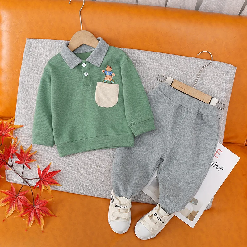 Baby Clothing Set Boys Autumn Casual Two-piece Set Children's Long Sleeve Clothes Autumn Polo Collar Sweater Pants
Baby Clothing Set Boys Autumn Casual Two-piece Set Children's Long Sleeve Clothes Autumn Polo Collar Sweater Pants