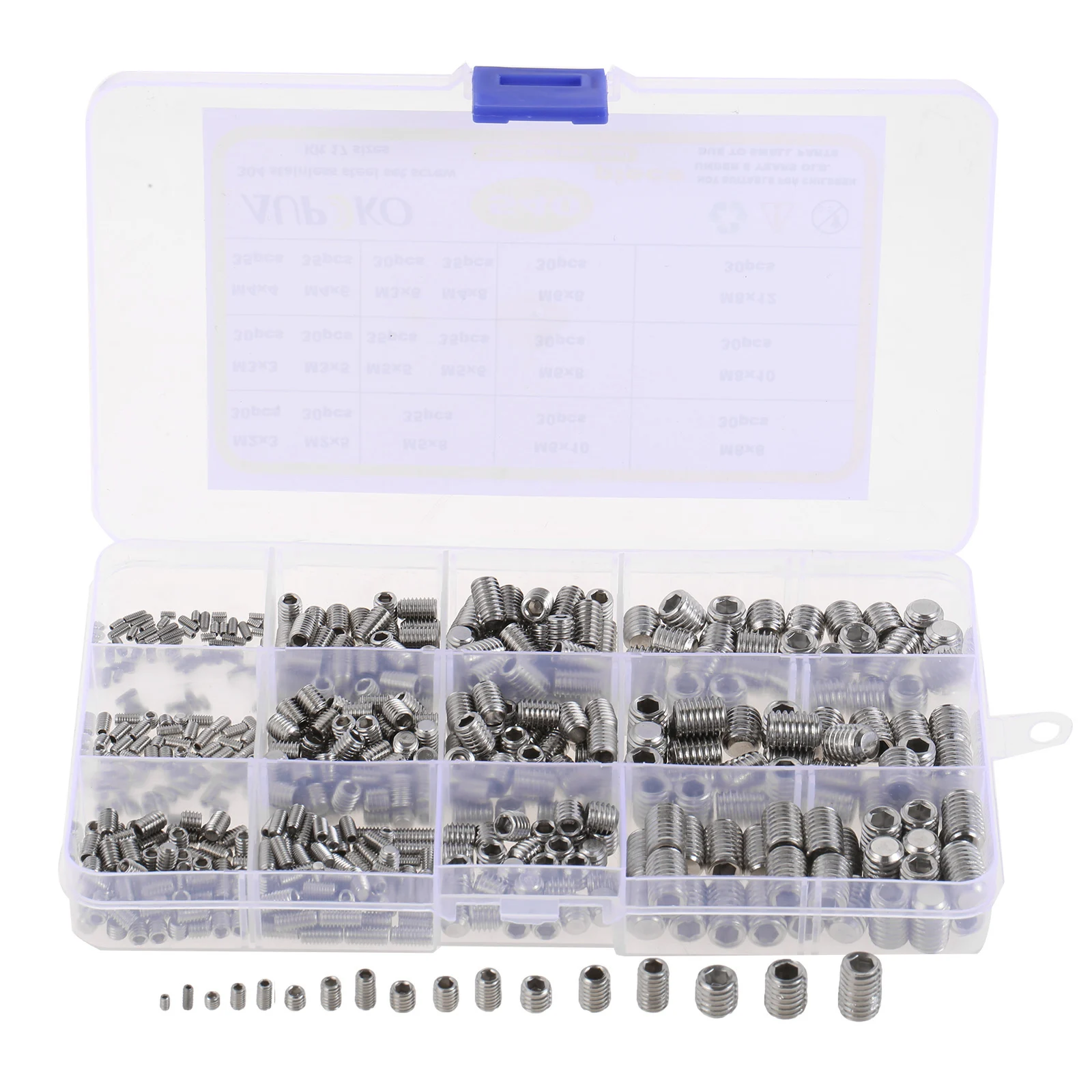 540Pcs/set M2 M3 M4 M5 M6 M8 Hexagon Socket Screws with Wrench In Storage Box Hardware Accessories
540Pcs/set M2 M3 M4 M5 M6 M8 Hexagon Socket Screws with Wrench In Storage Box Hardware Accessories