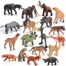 18PCS Realistic Mini Prehistoric Animals Toys Mammals Mammoth Smilodon Figurines Model Educational Cognitive Toys for Kids