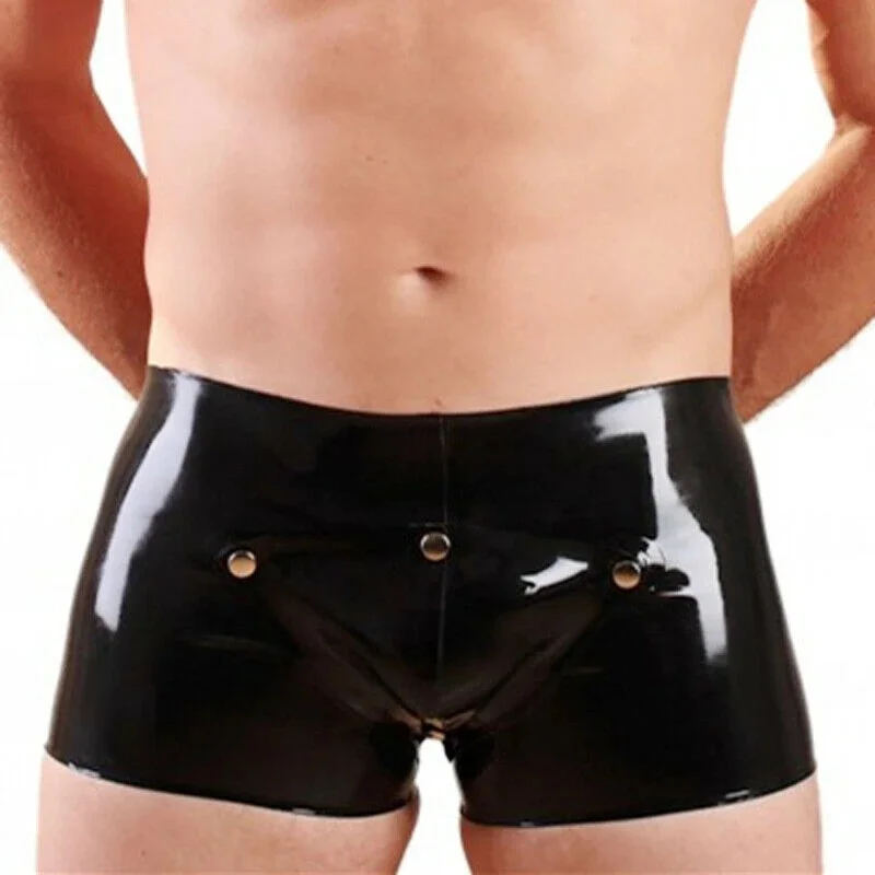 

Men Latex Gummi Shorts Rubber Boxer with Crotch Codpiece Underwear 0.4mm Customized