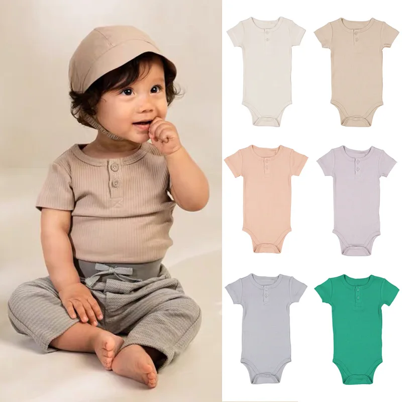 Newborn Baby Rompers Summer Baby Short Sleeved Organic Cotton Infant Classic Romper Jumpsuit Solid Color Boy Girls Clothes 0-24M
Newborn Baby Rompers Summer Baby Short Sleeved Organic Cotton Infant Classic Romper Jumpsuit Solid Color Boy Girls Clothes 0-24M