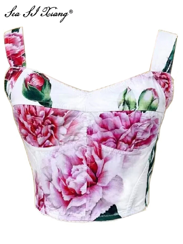 Seasixiang Fashion Designer Summer 100% Cotton Short Top Women Backless Sleeveless Flowers Print Bohemian Spaghetti Strap Top
Seasixiang Fashion Designer Summer 100% Cotton Short Top Women Backless Sleeveless Flowers Print Bohemian Spaghetti Strap Top