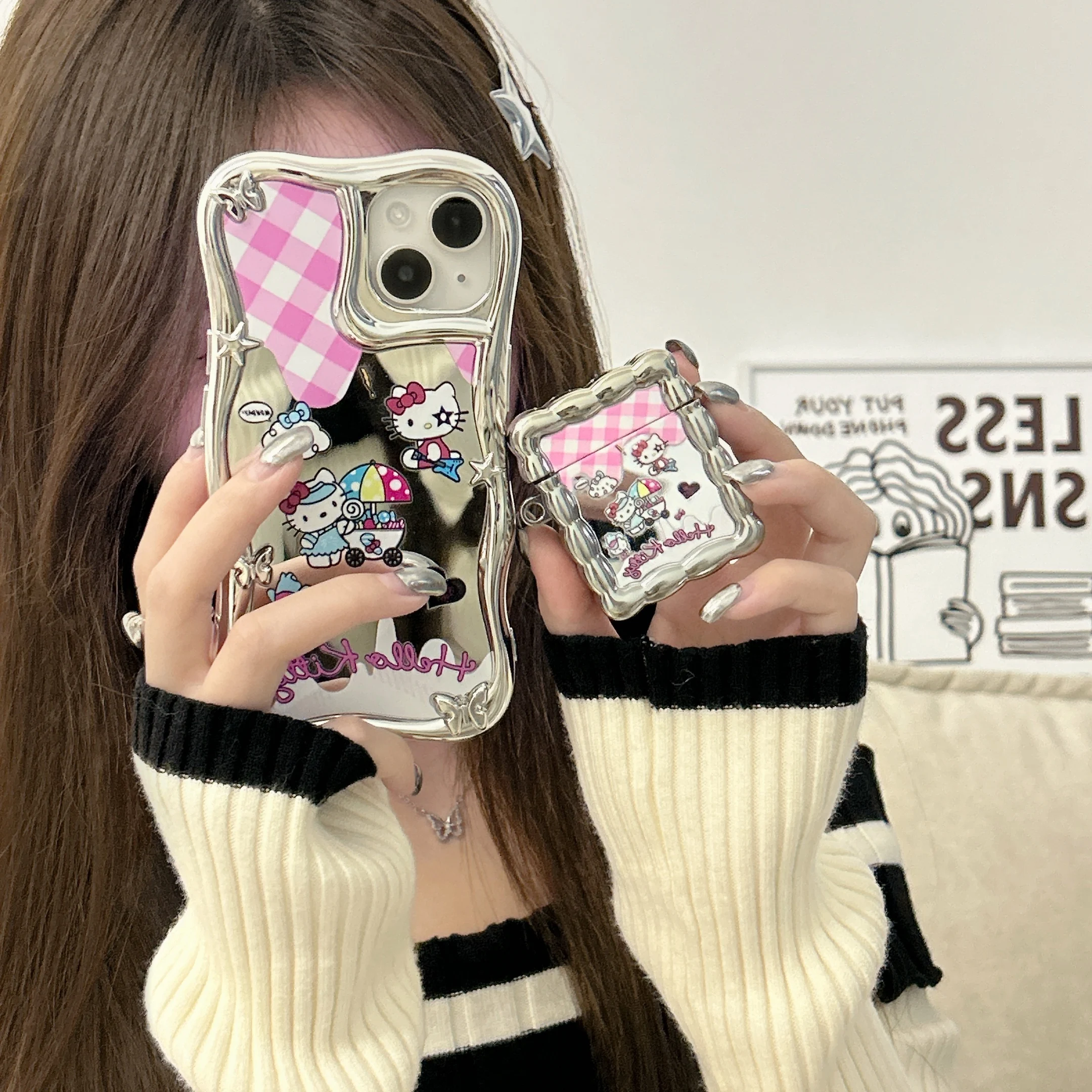 Sanrio Hello Kitty pink Silver Mirror Cute Style cartoon Phone Cases For iPhone 14 13 12 11 Pro Max Back Cover
Sanrio Hello Kitty pink Silver Mirror Cute Style cartoon Phone Cases For iPhone 14 13 12 11 Pro Max Back Cover