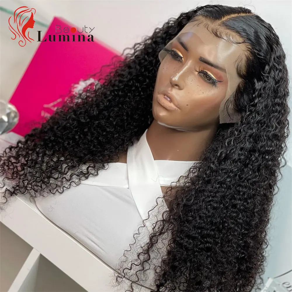 

13x4 Kinky Curly Lace Front Human Hair Wigs For Black Women Brazilian Transparent Lace Frontal Wig 180% Density 4x4 Closure Wig