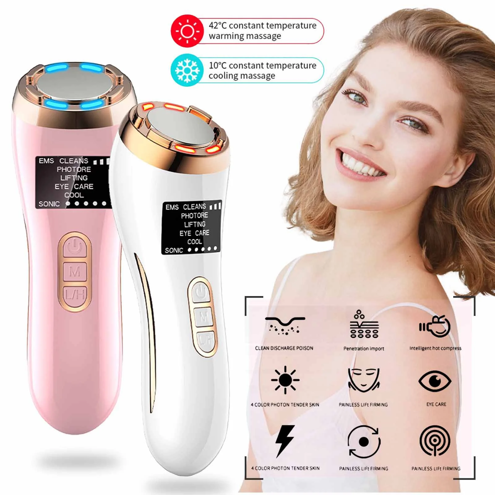 7 IN 1 Ultrasonic Hot Cool Massager RF EMS Facial Lifting Ion LED Photon Light Therapy Skin Rejuvenation Device Face Lift Device
7 IN 1 Ultrasonic Hot Cool Massager RF EMS Facial Lifting Ion LED Photon Light Therapy Skin Rejuvenation Device Face Lift Device