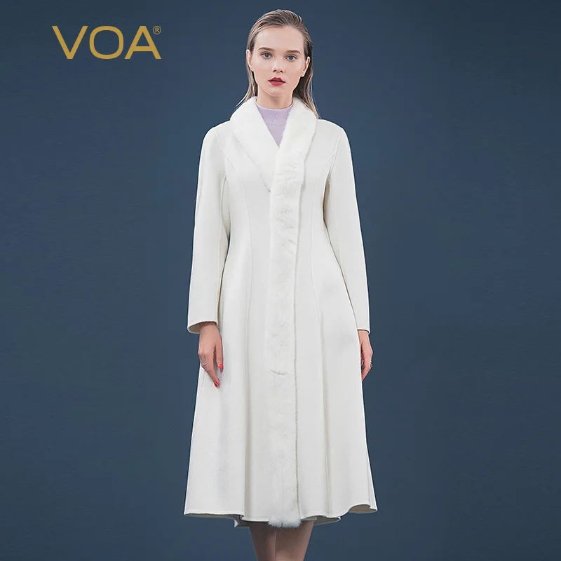 Женское кашемировое пальто VOA Snowy Plateau, белое пальто из норковой шерсти с v-образным вырезом, однобортное зимнее пальто X-shaped 2021 S807
Женское кашемировое пальто VOA Snowy Plateau, белое пальто из норковой шерсти с v-образным вырезом, однобортное зимнее пальто X-shaped 2021 S807