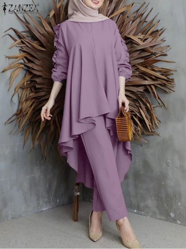 ZANZEA Muslim Women Spring Traksuit Female Elegant Casual Mesh Turkish Elastic Waist Pant Puff Sleeve O-Neck Solid Color Blouses
ZANZEA Muslim Women Spring Traksuit Female Elegant Casual Mesh Turkish Elastic Waist Pant Puff Sleeve O-Neck Solid Color Blouses