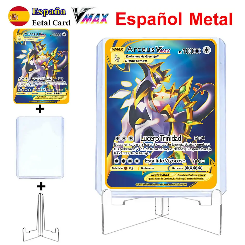 Покемон Vstar, испанские металлические карты, Покемон España Charizard Vmax Arceus Iron Play, коллекционная игра, Золотая карточка, детская игрушка
Покемон Vstar, испанские металлические карты, Покемон España Charizard Vmax Arceus Iron Play, коллекционная игра, Золотая карточка, детская игрушка