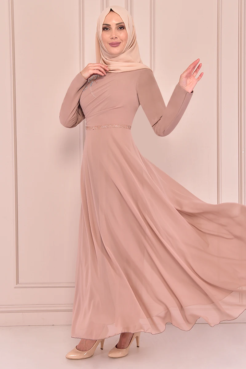 Stone Detail Chiffon Dress Mink KBR21356
Stone Detail Chiffon Dress Mink KBR21356