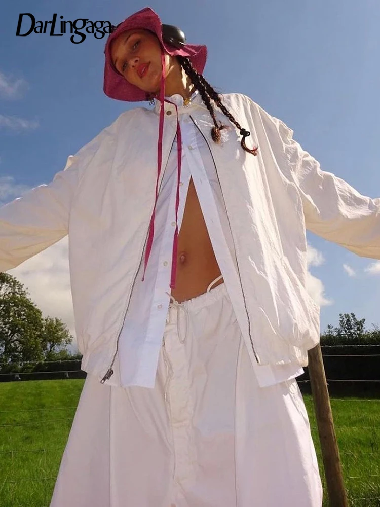 Darlingaga Streetwear White Loose Cargo Style Jackets Zip Up Trench Coat Tech Casual Sporty Raincoats Spring Autumn Outwear Chic 
Darlingaga Streetwear White Loose Cargo Style Jackets Zip Up Trench Coat Tech Casual Sporty Raincoats Spring Autumn Outwear Chic