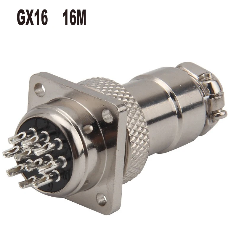 

GX16-10-pin aviation plug connector 16M-10A/10H,GX16-10 square flange socket, female direct 12.5MM, male diameter 16MM,
