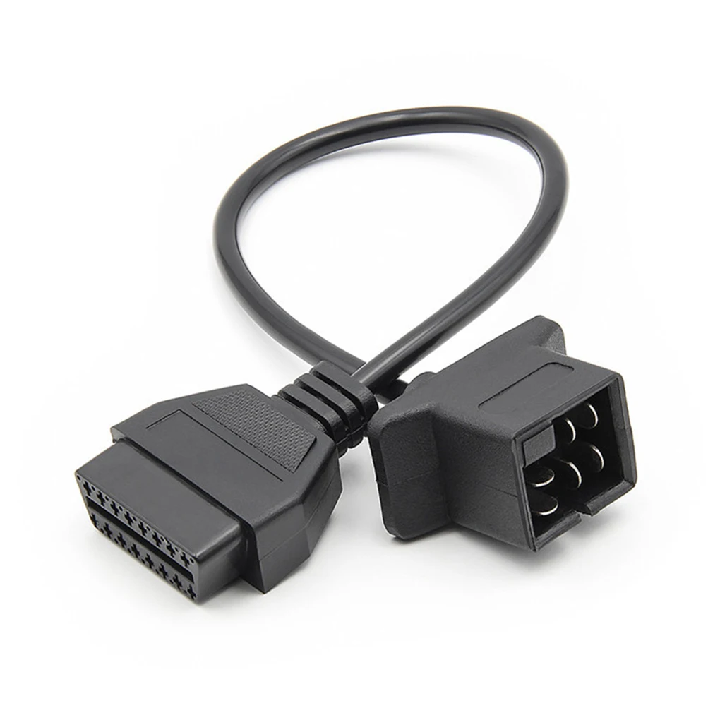 

ABS Car 6 Pin to 16 Pin OBDII Adapter Portable Replacing DC 12V Detachable Vehicle Connector Extender Accessories