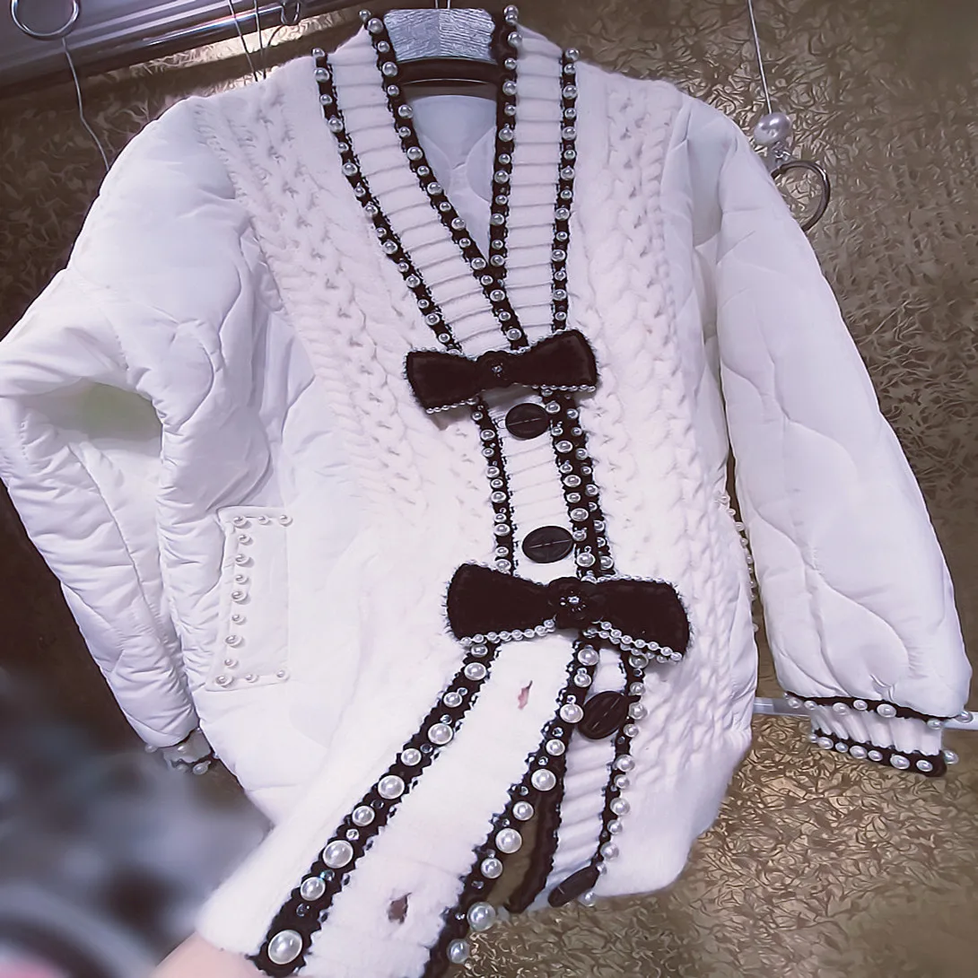 New Fashion Diamond Luxury Small Fragrant Bowknot Pearl Loose Cotton Padded Coat Large Size Warm
New Fashion Diamond Luxury Small Fragrant Bowknot Pearl Loose Cotton Padded Coat Large Size Warm