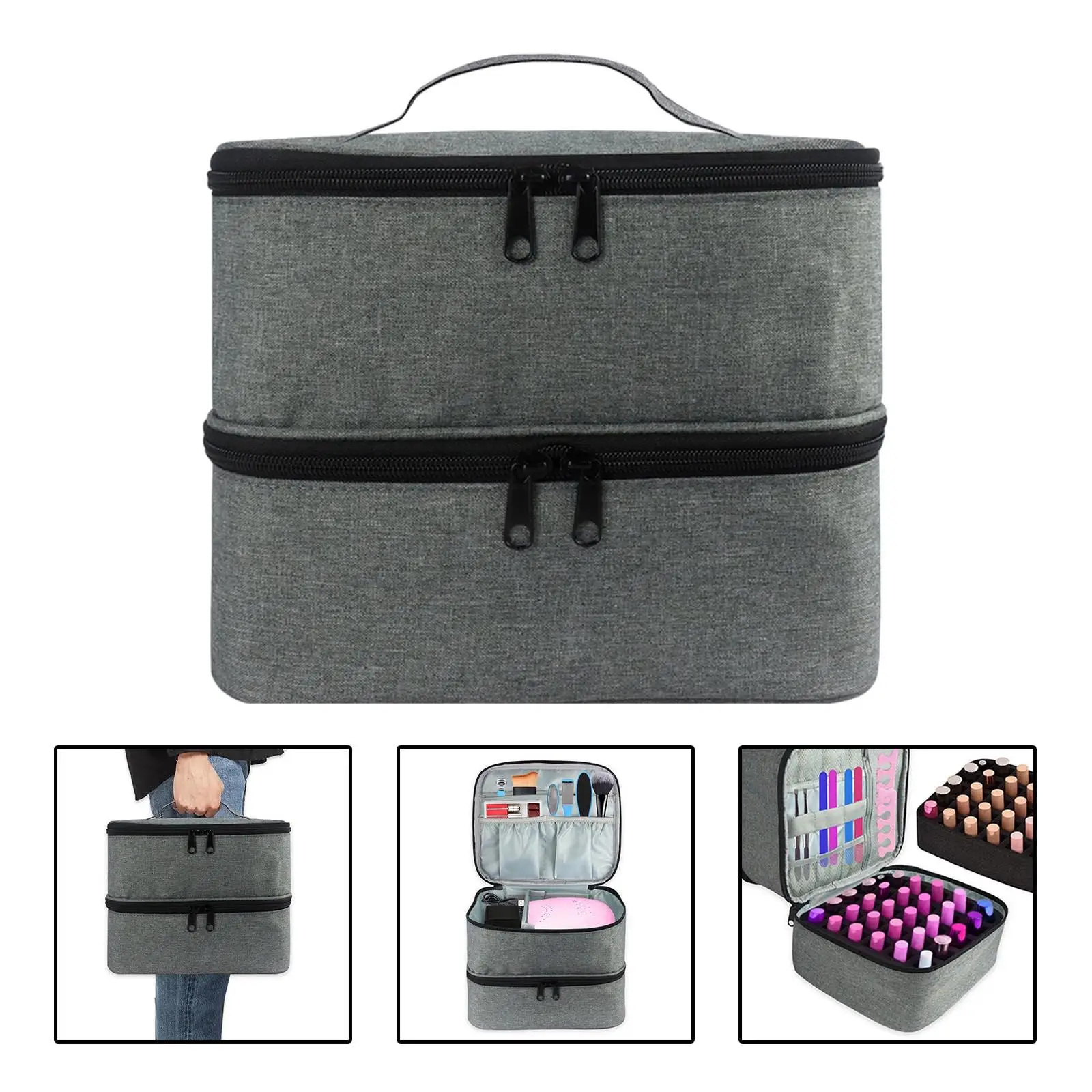 Nail Polish Storage Bag Nylon Portable Essential Oil Case Large Handbag Organizer Double Layer Design for Cosmetic Make Up
Nail Polish Storage Bag Nylon Portable Essential Oil Case Large Handbag Organizer Double Layer Design for Cosmetic Make Up