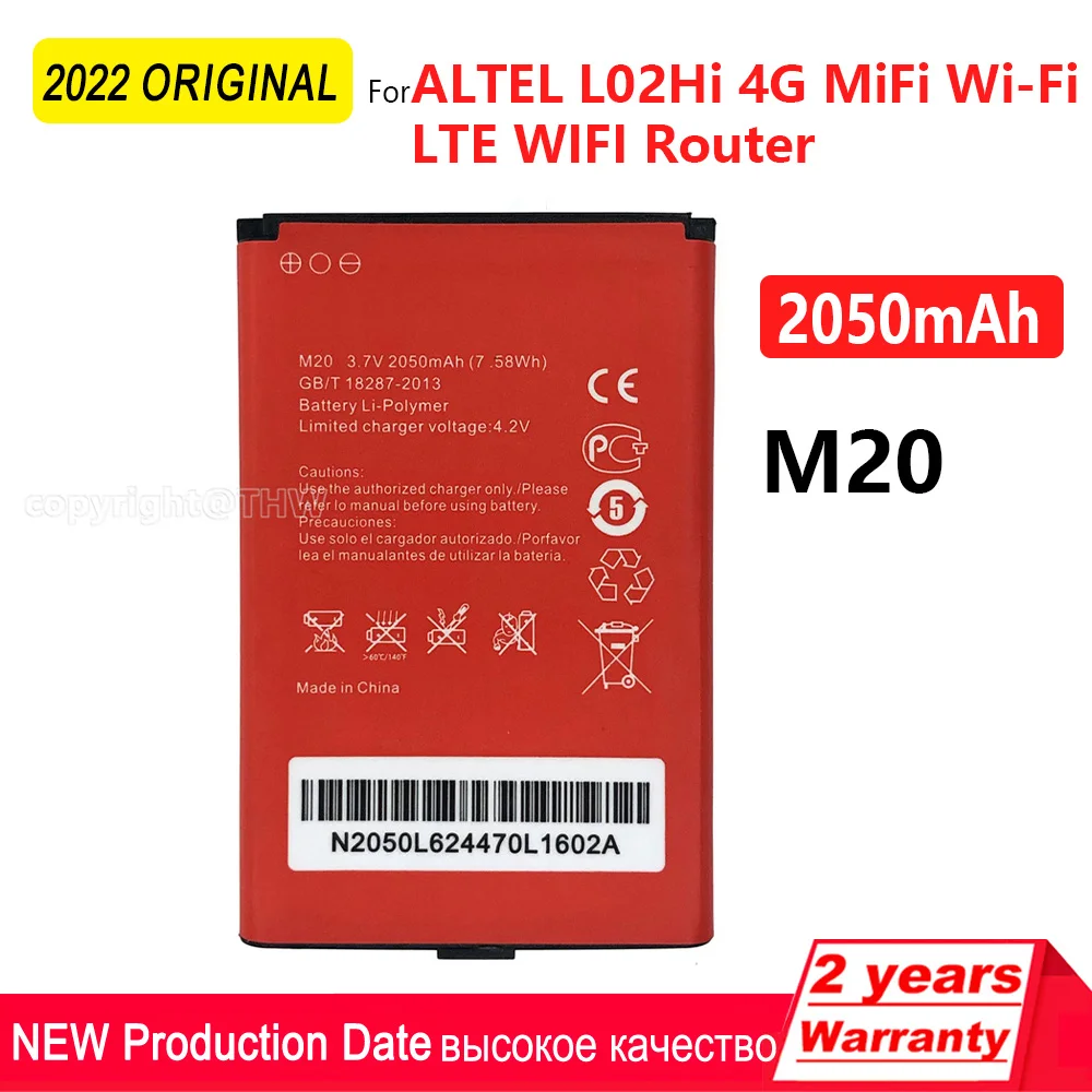 Genuine M20 M20h Battery For ALTEL L02Hi 4G MiFi Wi-Fi LTE WIFI Router Hotspot Modem Rechargeable Battery 2050mAh Batteria
Genuine M20 M20h Battery For ALTEL L02Hi 4G MiFi Wi-Fi LTE WIFI Router Hotspot Modem Rechargeable Battery 2050mAh Batteria