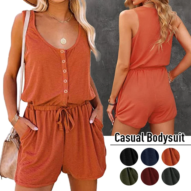 Ladies Fashion Sleeveless Jumpsuit Waist Tie Casual Loose High Waist Wide Leg Shorts Summer Solid Color Tank Top Shorts Set
Ladies Fashion Sleeveless Jumpsuit Waist Tie Casual Loose High Waist Wide Leg Shorts Summer Solid Color Tank Top Shorts Set