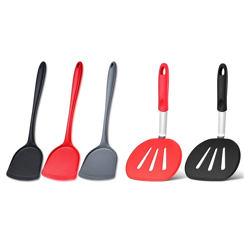 5 Pcs Silicone Wok Spatulas,Turner Spatulas,Egg Cookie Spatulas,Heat Resistant, 2 Pcs 31X15cm & 3 Pcs 33 X 10Cm
5 Pcs Silicone Wok Spatulas,Turner Spatulas,Egg Cookie Spatulas,Heat Resistant, 2 Pcs 31X15cm & 3 Pcs 33 X 10Cm