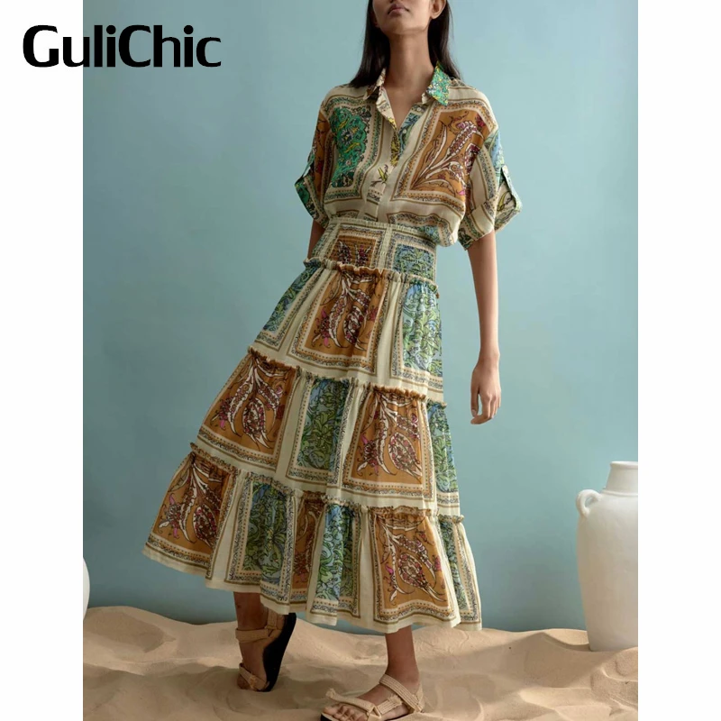 2.14 GuliChic Vintage Print Hidden Breasted Loose Linen Shirt Blouse Or Elastic Waist Shirred Long Skirt Set Women
2.14 GuliChic Vintage Print Hidden Breasted Loose Linen Shirt Blouse Or Elastic Waist Shirred Long Skirt Set Women