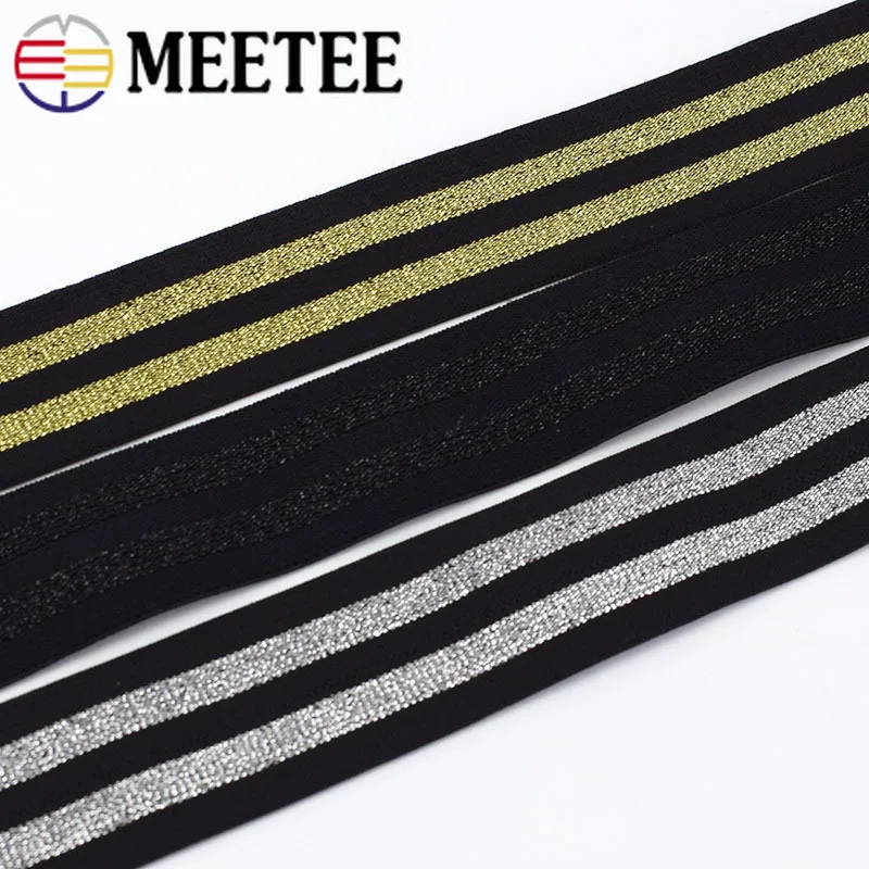 5/10Meters Meetee 4/5cm Elastic Band Gold Silver Stripes Nylon Strech Ribbons Soft for Belt Tension DIY Clothing Skirt Waistband
5/10Meters Meetee 4/5cm Elastic Band Gold Silver Stripes Nylon Strech Ribbons Soft for Belt Tension DIY Clothing Skirt Waistband