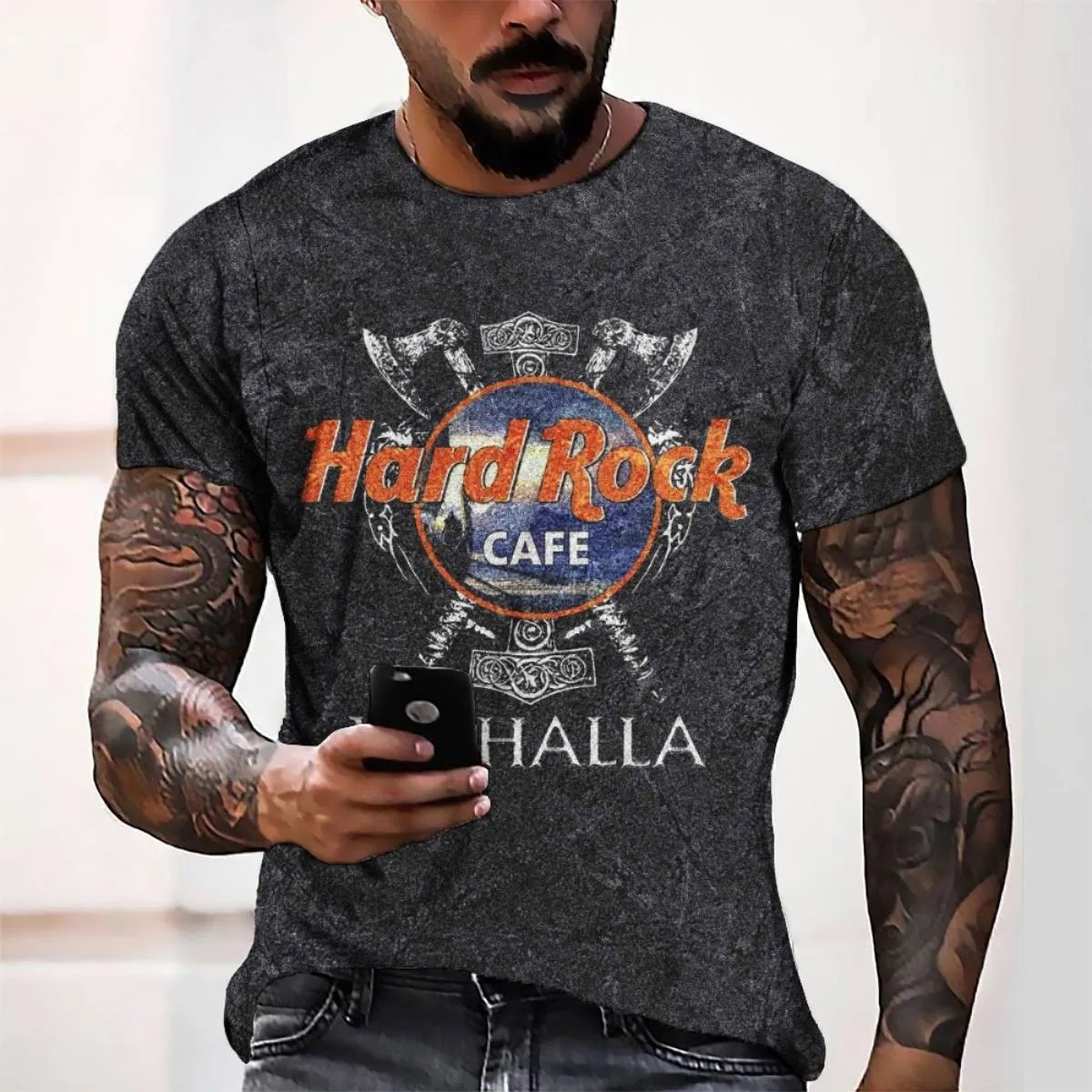2022 trend summer new 3D digital printing axe rock men's casual loose short sleeve T-shirt
2022 trend summer new 3D digital printing axe rock men's casual loose short sleeve T-shirt