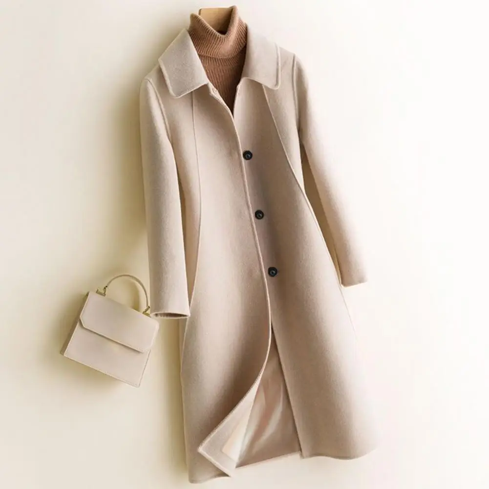 Charming Winter Coat Long Sleeves Soft Imitation Woolen Outerwear Winter Lady Mid-Length Pure Color Imitation Woolen Coat
Charming Winter Coat Long Sleeves Soft Imitation Woolen Outerwear Winter Lady Mid-Length Pure Color Imitation Woolen Coat