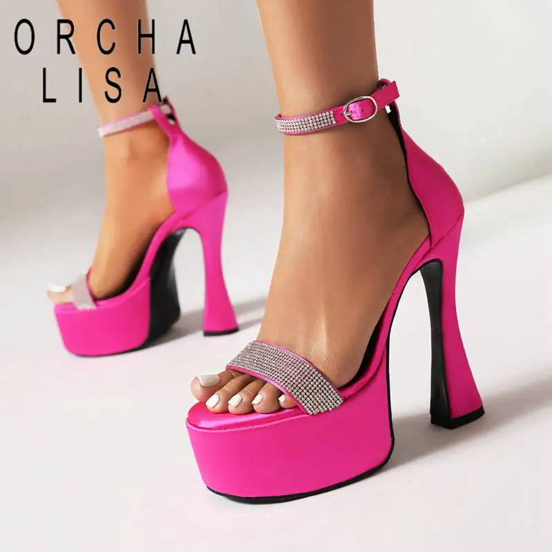 ORCHA LISA Women Sandals Satin Open Toe Strange Heel 14.5cm Platform 5cm Buckle Strap Crystal Sexy Party Shoes Plus Size 47 48
ORCHA LISA Women Sandals Satin Open Toe Strange Heel 14.5cm Platform 5cm Buckle Strap Crystal Sexy Party Shoes Plus Size 47 48
