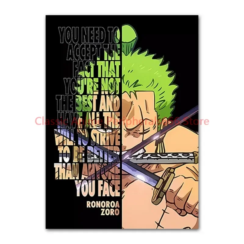 Naruto Poster One Piece Dragon Ball Children's Cartoon Inspirational Quotes Canvas Painting