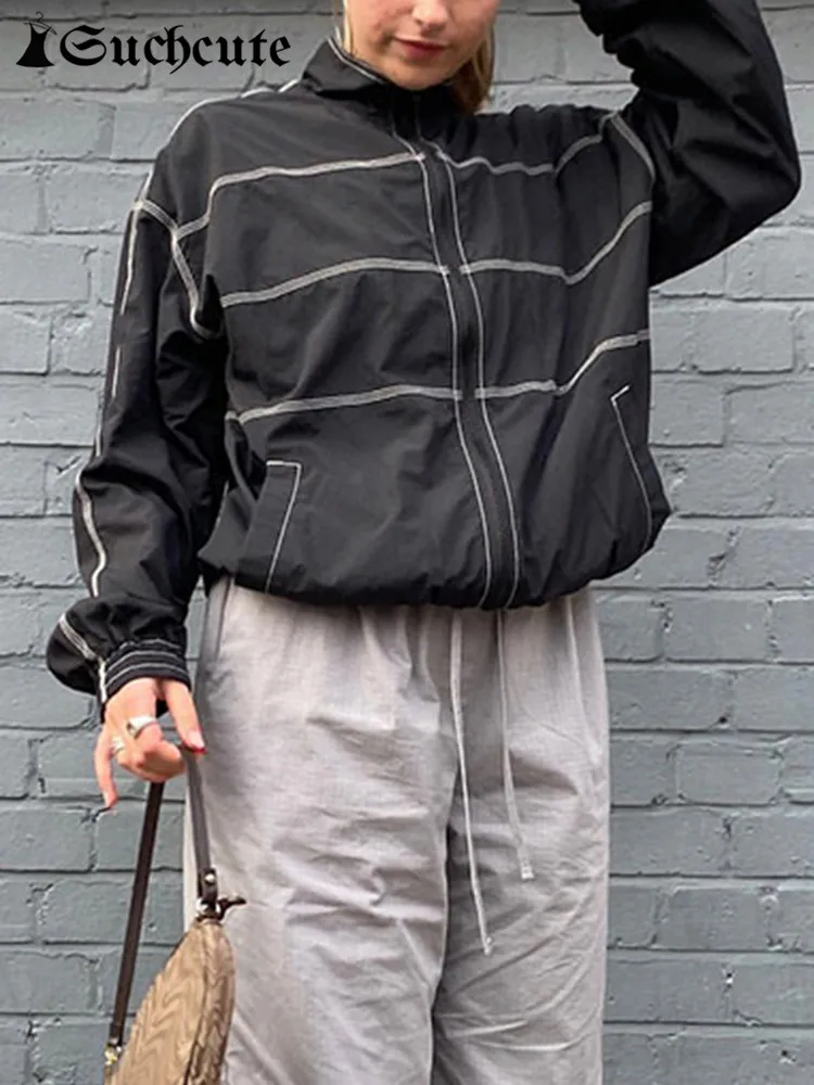SUCHCUTE Streetwear Cargo Jacket Women Autumn Winter Moto Turndown Collar Zipper Coat Casual Long Sleeve Stripe Pockets Outwear
SUCHCUTE Streetwear Cargo Jacket Women Autumn Winter Moto Turndown Collar Zipper Coat Casual Long Sleeve Stripe Pockets Outwear