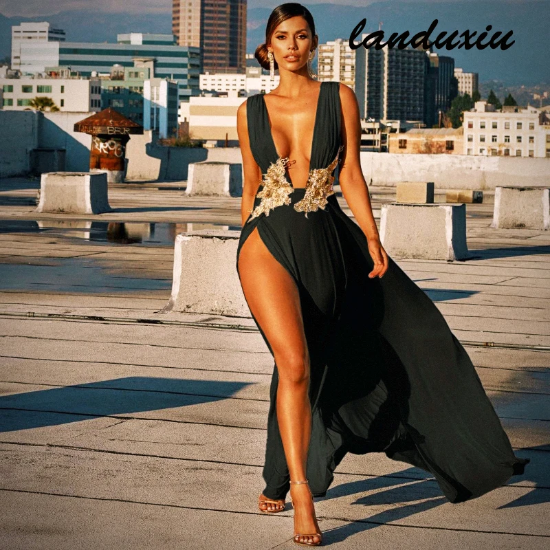 2022 Sexy Deep V Neck Long Party Women Sleeveless Dresses High Split Evening Clubwear Fashion Embroidery Clothings landuxiu
2022 Sexy Deep V Neck Long Party Women Sleeveless Dresses High Split Evening Clubwear Fashion Embroidery Clothings landuxiu