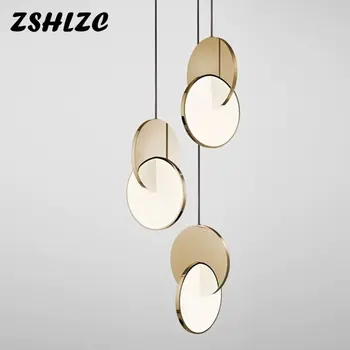 Modern Ring Led Pendant Light Geometric Circle Gold/Chrome Small Chandelier Living Dining Room Bedroom Deco Hanging Lamp Fixture