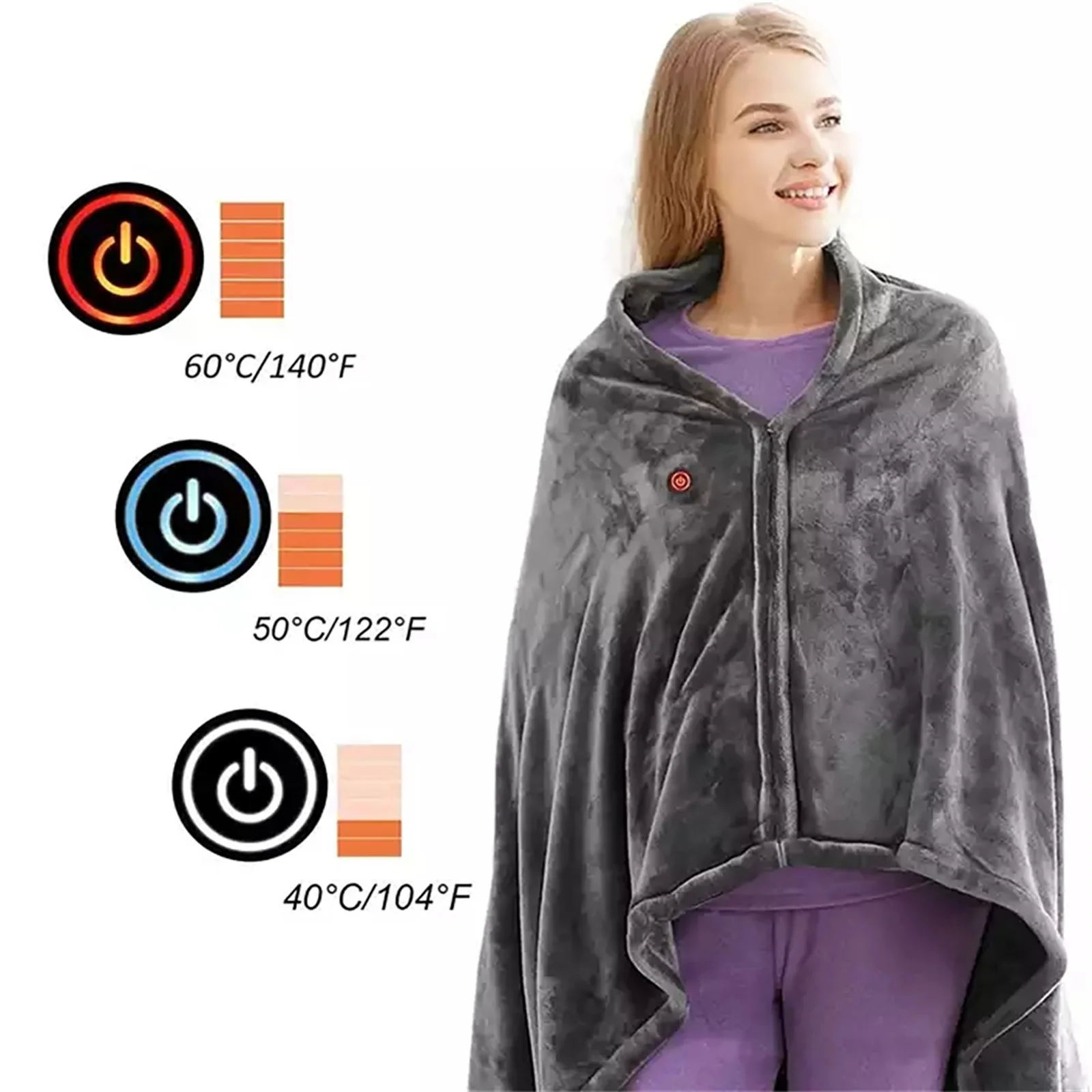 

Электрическое теплое одеяло с USB, теплая шаль, коралловый флис, плюшевая 3-скоростная регулировка температуры, зимняя большая 150x85 см, зимняя сохраняющая тепло подкладка