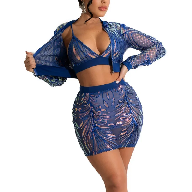 Three Piece Slim Pencil Skirt Set Solid Color Long Sleeve Top Bikini Skinny Skirt Sexy Suit Gauze Sequin Beach Clothing Summer
Three Piece Slim Pencil Skirt Set Solid Color Long Sleeve Top Bikini Skinny Skirt Sexy Suit Gauze Sequin Beach Clothing Summer