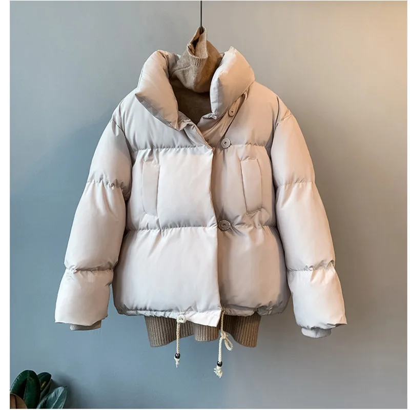 Winter Stand Collar Women Cotton-padded Jacket Drawstring Loose Warm Casual Short Jacket Coats Outwear 2022
Winter Stand Collar Women Cotton-padded Jacket Drawstring Loose Warm Casual Short Jacket Coats Outwear 2022
