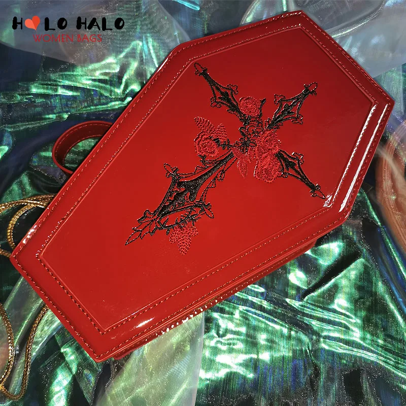 Harajuku Gothic Coffin Shape Women Handbag and Purse Embroidered Cross Rose Dark Lolita Punk Box Female Cosmetic Bag Suitcase
Harajuku Gothic Coffin Shape Women Handbag and Purse Embroidered Cross Rose Dark Lolita Punk Box Female Cosmetic Bag Suitcase