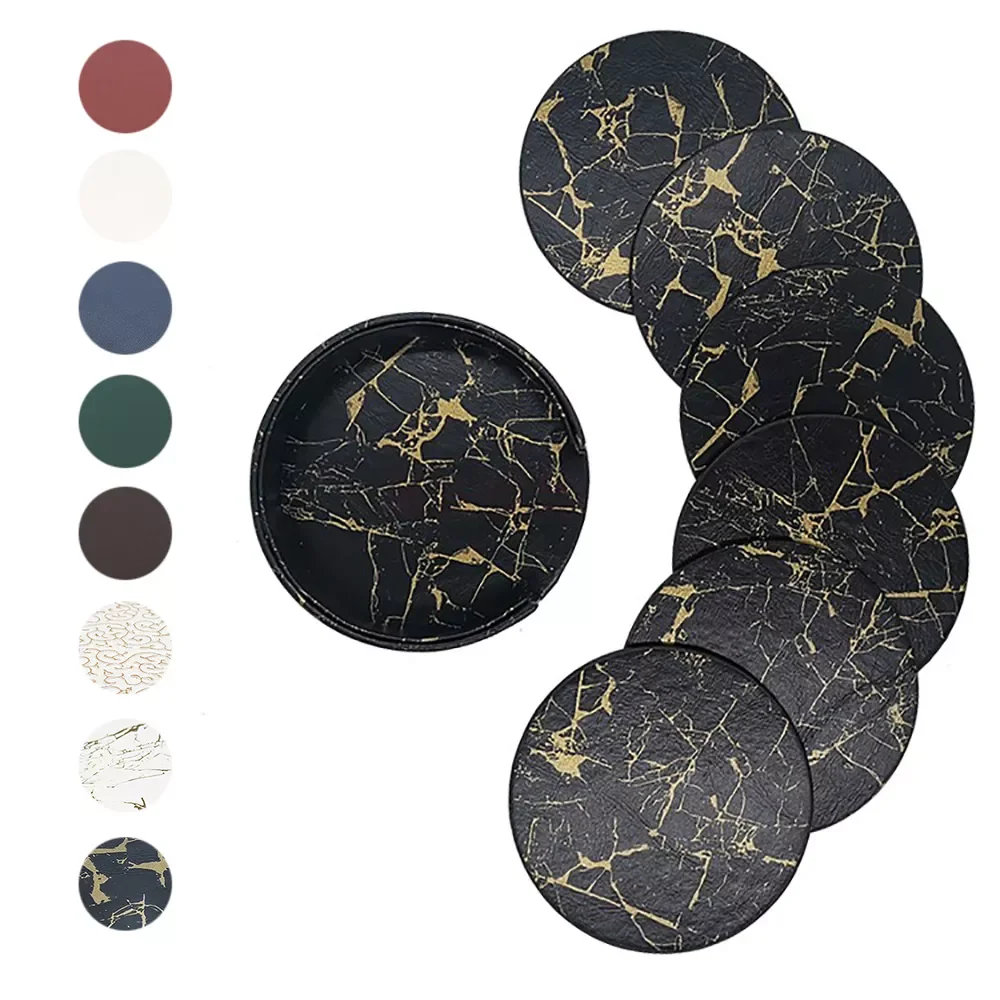 New 6pcs PU Leather Table mat Set Round Marble Placemats Beverages Coffee Cup Hot Pads Coasters for teacup Mats kitchen accesso
New 6pcs PU Leather Table mat Set Round Marble Placemats Beverages Coffee Cup Hot Pads Coasters for teacup Mats kitchen accesso