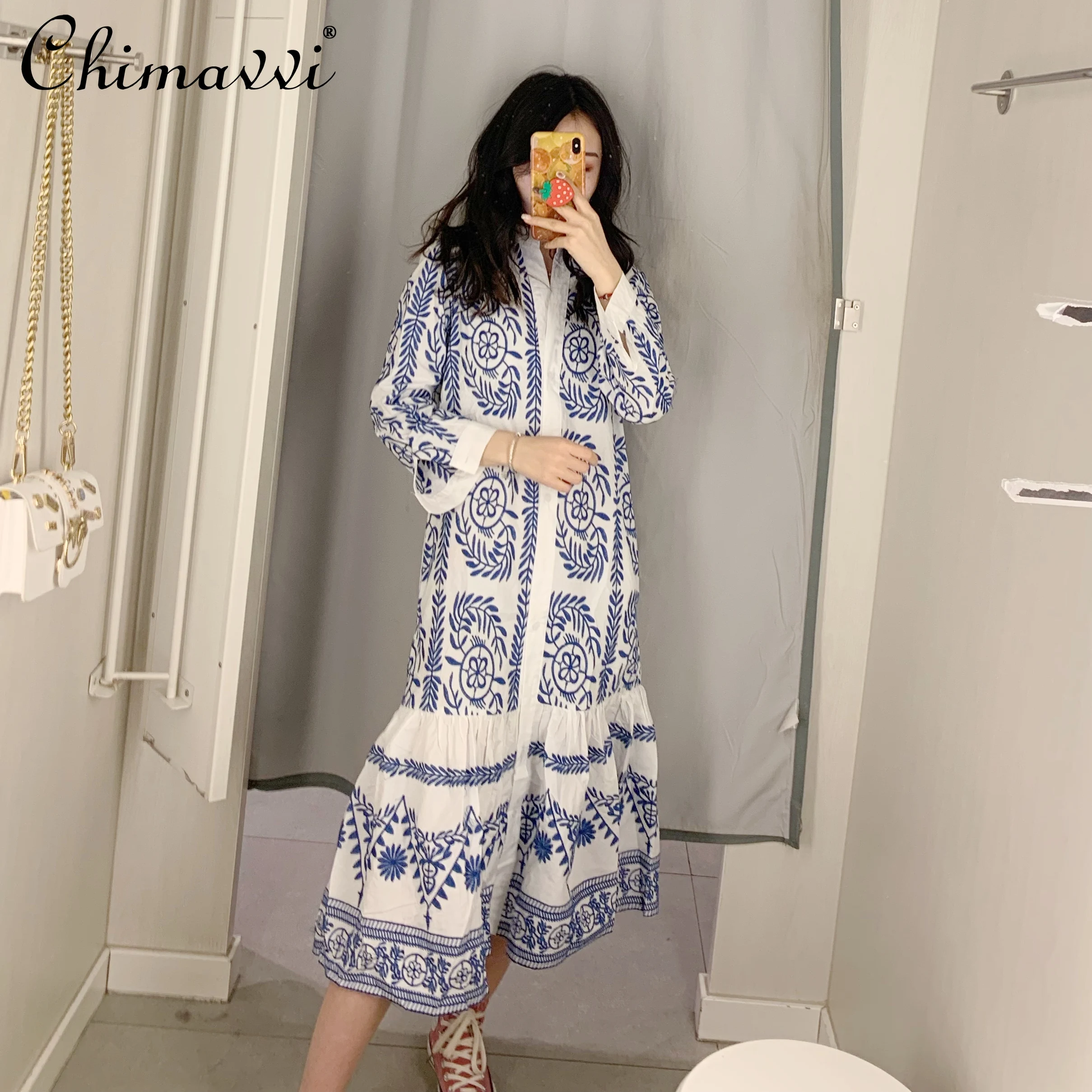 2022 Autumn Women Blue Long Sleeve Shirt Dress Korean Fashion Loose Long Dress Female Casual High Street Dress
2022 Autumn Women Blue Long Sleeve Shirt Dress Korean Fashion Loose Long Dress Female Casual High Street Dress