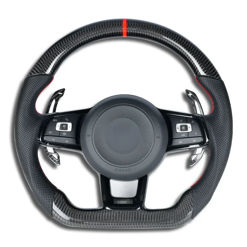 

Автомобильные комплектующие, 100% натуральное углеродное волокно, рулевое колесо с кожей для VW Volkswagen Golf 7 MK7, под заказ