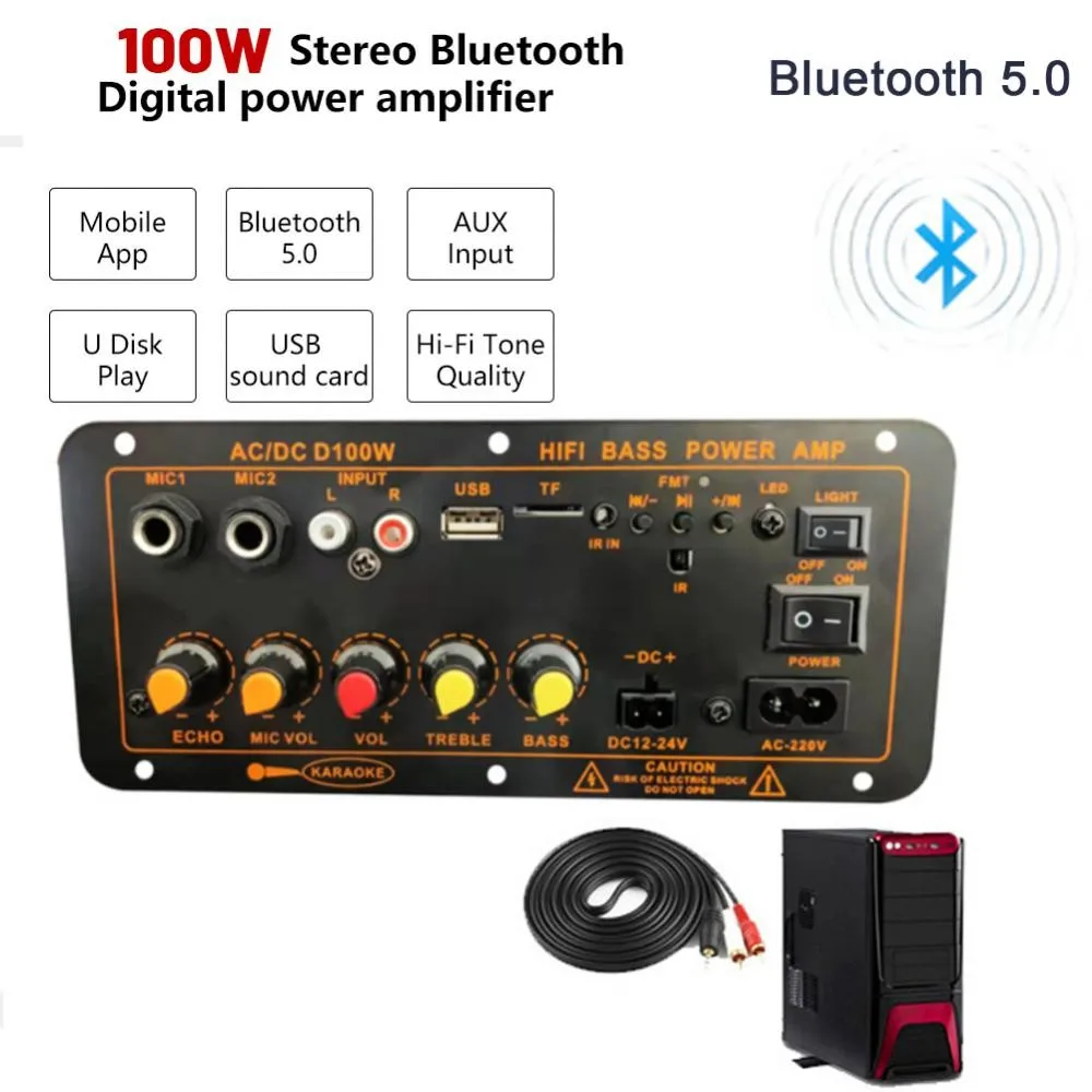 Subwoofer 100w Digital 5.0 Amplifier Board D100 Amplifiers Remote Control Audio Amplifier For 8-12 Inch Speaker Audio
Subwoofer 100w Digital 5.0 Amplifier Board D100 Amplifiers Remote Control Audio Amplifier For 8-12 Inch Speaker Audio