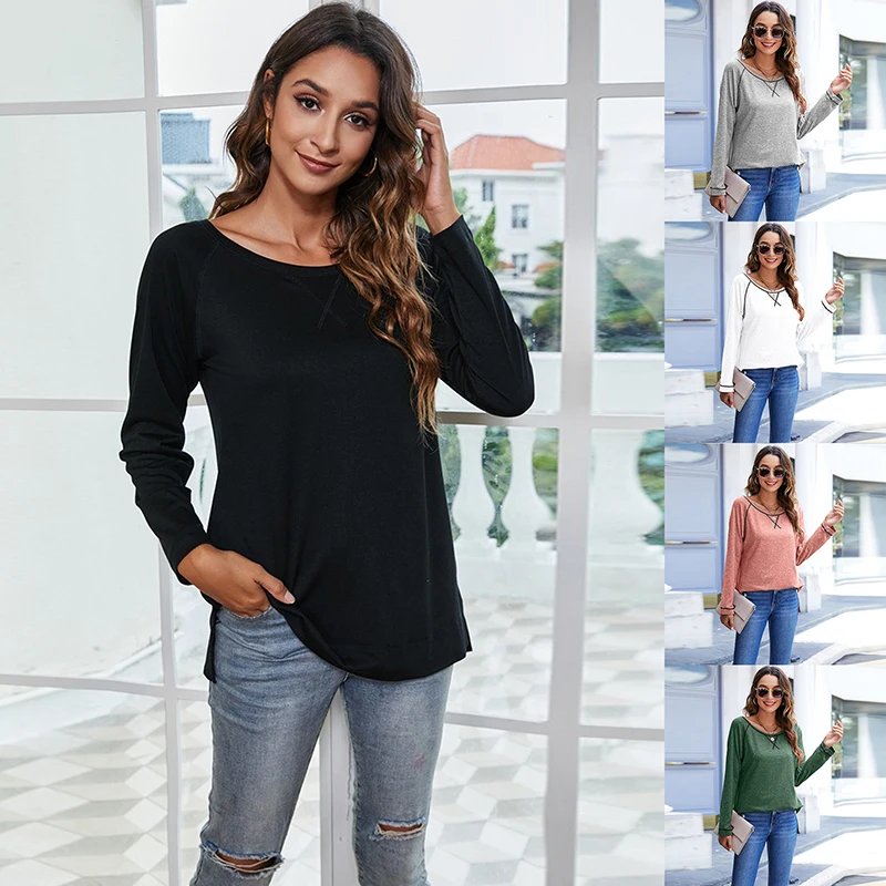 Spring Autumn New Women's T-shirt Europe And America Contrast Color Line Round Neck Long Sleeve T-Shirt Fashion Top Female
Spring Autumn New Women's T-shirt Europe And America Contrast Color Line Round Neck Long Sleeve T-Shirt Fashion Top Female